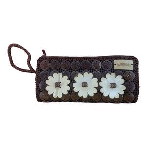 Handmade Jamaica‎ Zipper Wristlet Bag Purse Coconut Shell Coastal Beach Nature